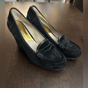 Michael Kors Black Suede Wedge Flats